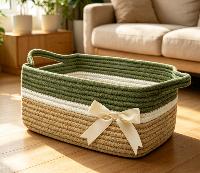 Children's Woven Storage Basket – Towel & Toy Storage Image 2