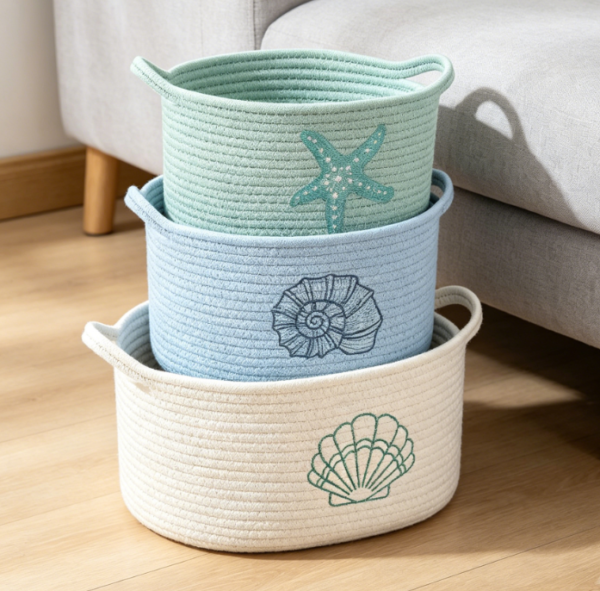 Coastal Style Woven Basket — Toy & Clothing Storage